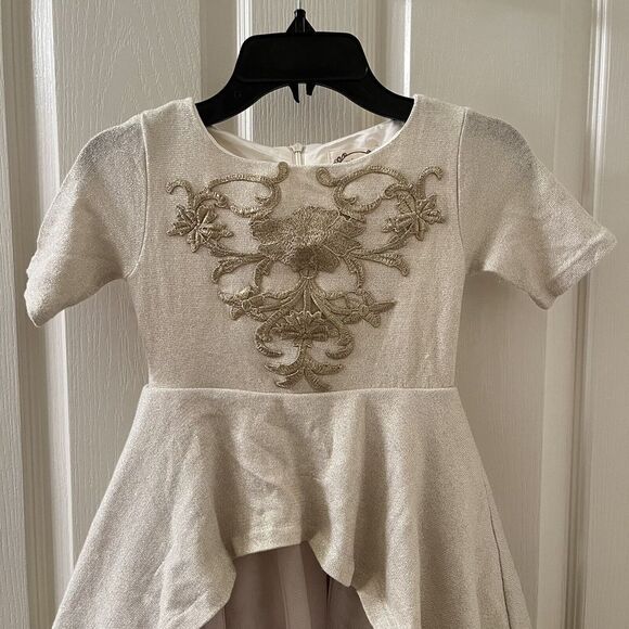 Joyfolie Roselyn Petticoat Dress in Gold Tulle Hi-Low Mia Joy Girls Size 5 - Picture 2 of 15